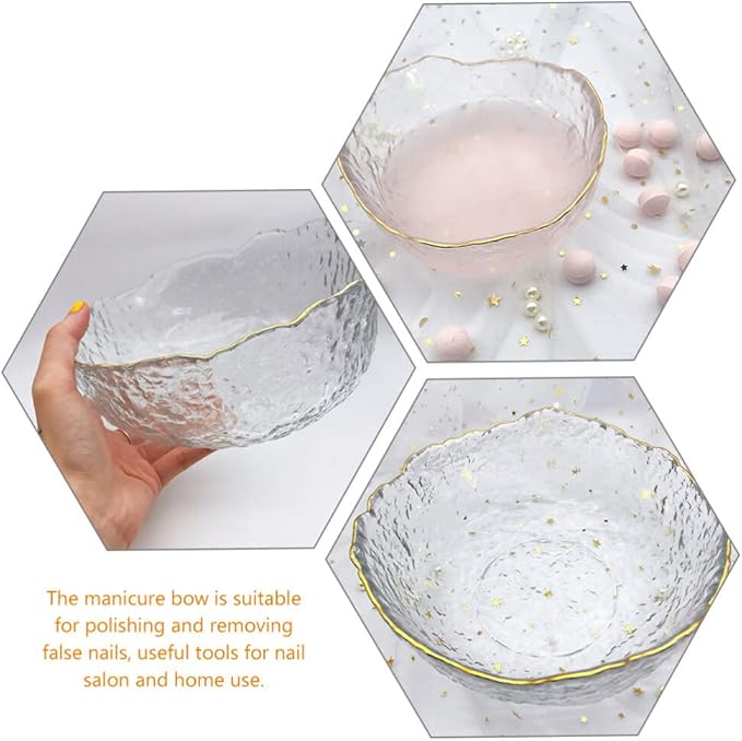 Pedicure Bowl 1Pcs Glass Nail Soaking Bowl Nail Art Remover Soak Soaker Manicure Soaking Bowl Nail Salon Bath Bowl for Fingernail Toenail Caring Polish Removal Manicure Bowl