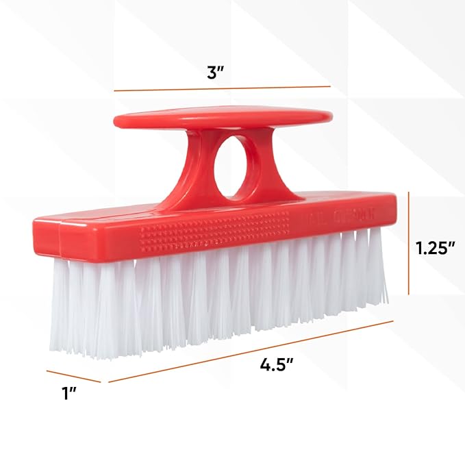 Nail Brush for Cleaning Fingernails, Nail Scrubber Brush, Toe Foot Hands Fingernail Brush Cleaner- Small Scrub Brush- All-Purpose Stiff Cleaning Brush (3 Pack, Red)