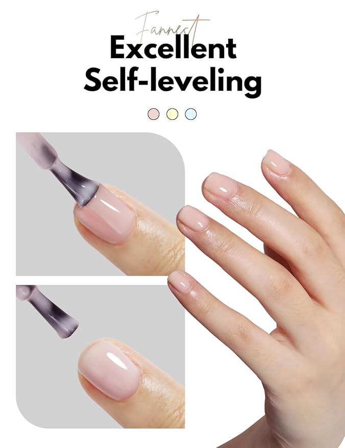 Milky Pink Gel Nail Polish, Hema Free Rubber Base Builder Gel, French Tips Base Colors Nails Strengthener Soak Off Gift for Womens (Milky Pink)