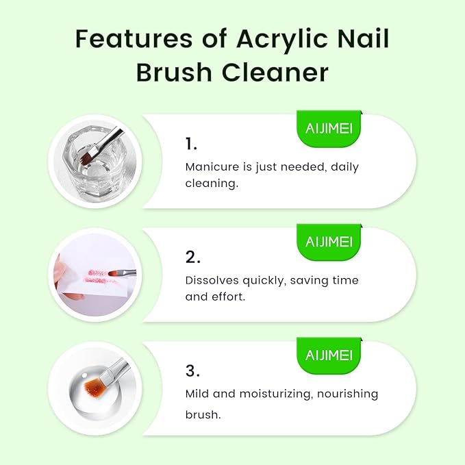 AIJIMEI Nail Brush Cleaner Gel (Nail Polish Remover Set) Fast Cleaning Nail Brush Cleaner Easy To Use For Salons And Home Use Acrylic Nail Brush Cleaner Nail Art Brushes Cleaner, Paint Nail Brush