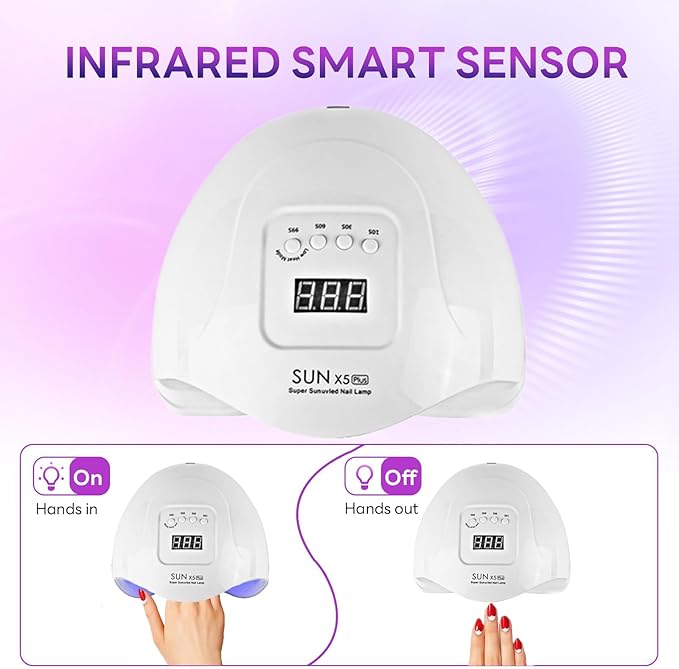 UV Light for Gel Nails-120W High-Power lámpara para uñas with 36 LED Beads&365-405nm Dual Wavelength for Rapid Curing,No Dark Hands&Eye-Safe Design, Smart Sensor Tech,for Home&Salon Use in Sleek