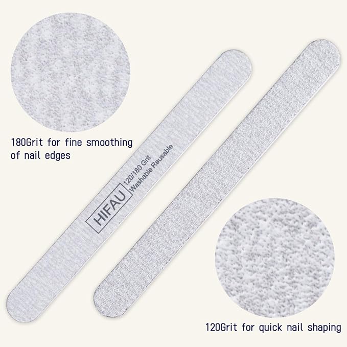 Nail Files and Buffers 22-Piece Set, 120/180 Grit Emery Boards for Nails (8 Pieces), 600/3000 Grit Nail Buffer and Shine Blocks (Mini 14 Pieces), Washable & Reusable, Manicure Kit for Women