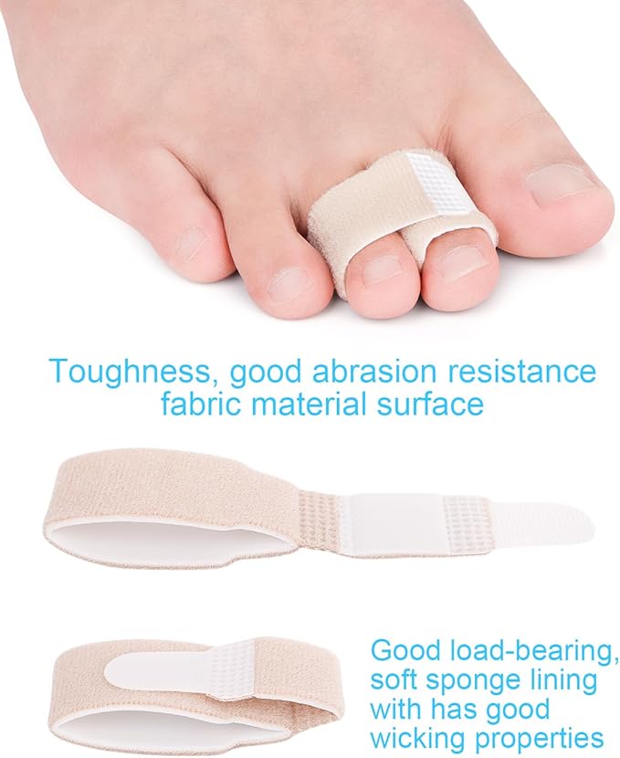 12 Pack Fabric Hammer Toe Corrector, Reusable Broken Toe Protectors Buddy Taped Wraps, Hammertoe Straightener, Toe Splint for Broken Toe, Crooked Toes, Bent Toes