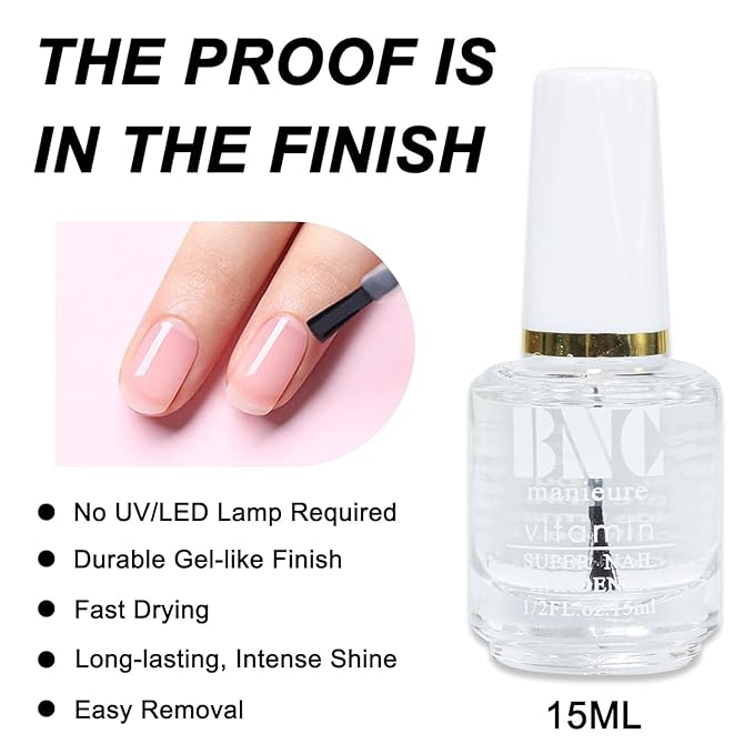 COSMOO 2 PCS 15ML Top Coat for Nail Polish, Clear Quick Dry Nail lacquer Fast Air Drying Long Lasting Nail Polish, 0.5FL Oz