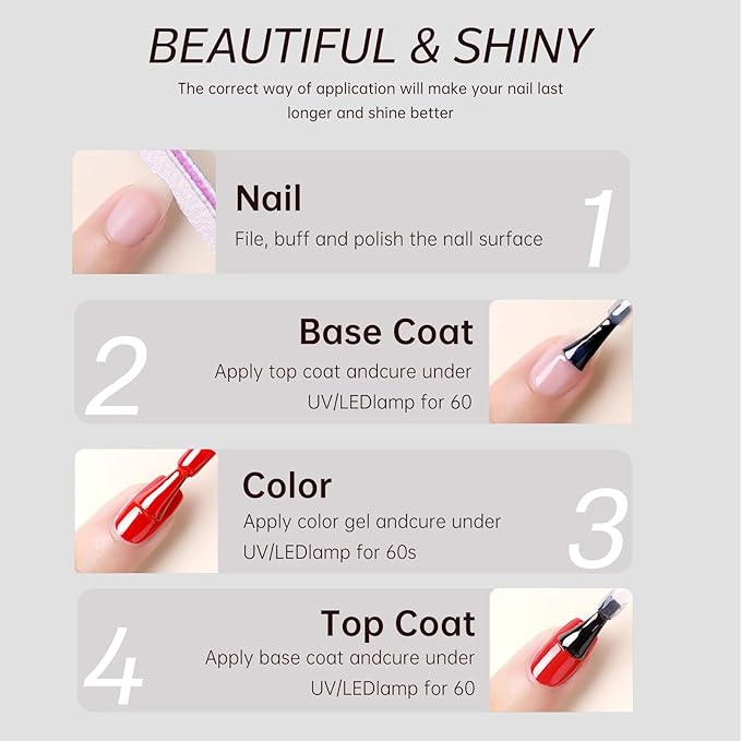 2 in 1 Base Coat Top Coat Nail Polish, Clear Quick Dry Nail Lacquer Color Base Protection High Shine Long Lasting Glossy Fast Air Dry Nail Polish-8.5ML