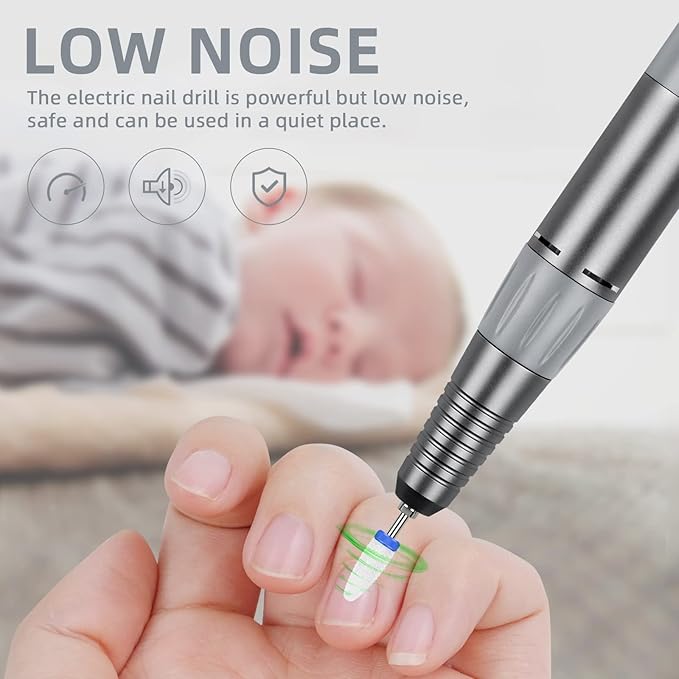 SAVILAND Electric Nail Drill 35000RPM: Portable Nail File Rechargeable Grey Nail Buffer Manicure Pedicure Tools Nail Supplies Kit Set Professional Acrylic with Everything for Nail Care Nail Art