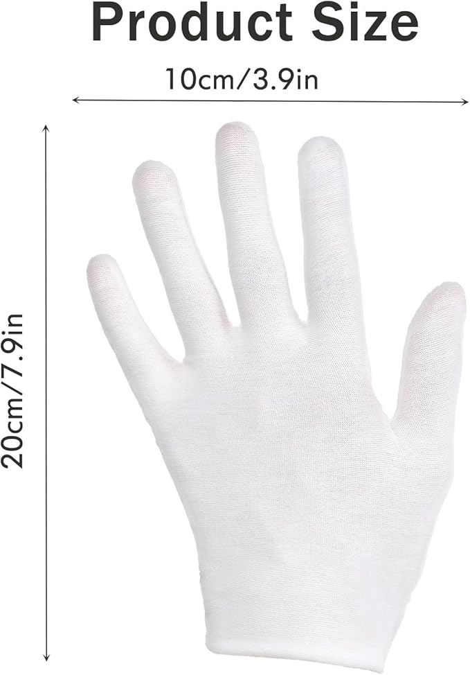 144 Pcs/72 Pairs Cotton Gloves, Cotton Bulk Pack Moisturizing Glove Large Size White Glove for Men Women Inspection Gloves for Dry Hand Art Handling Coin Jewelry