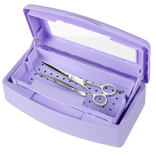 Gusnilo Nail Tool Sterilizer Box barbicide Disinfectant Jar Plastic Disinfectant Container Suitable for Nail Tools Hair Salons Beauty Centers and Manicure and Nail Equipment(Purple)