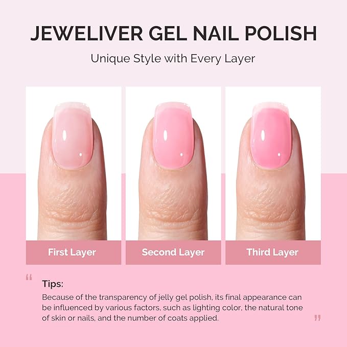 MelodySusie Jeweliver Gel Nail Polish, 0.5Fl.oz Berry Pink Gel Polish Pastel Nude Color Sheer Translucent Soak Off UV LED Light Cure Gift Nail Art Manicure DIY at Home JM16