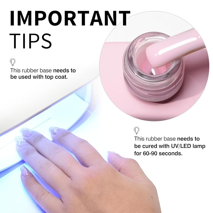 CANNI Rubber Base Gel – 9ml Soft Pink Base Coat Gel, Natural Cover Strengthening for Weak Nails, Soak Off UV LED for DIY Salon Manicure