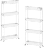 2-piece Set Slim Storage Cart 3 Tier, Bathroom Organizer Rolling Utility by Home