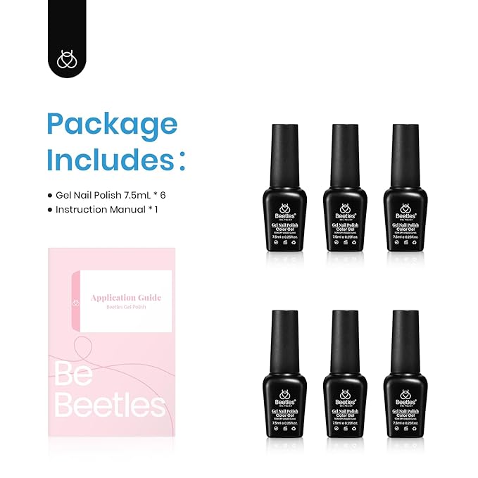 beetles Gel Polish Set, 6 Colors Yellow White Orange Blue Gel Polish Kit, Glitter Green Nail Polish Soak Off Nail Lamp Nail Art Manicure Kit, DIY Home Salon Gifts for Women