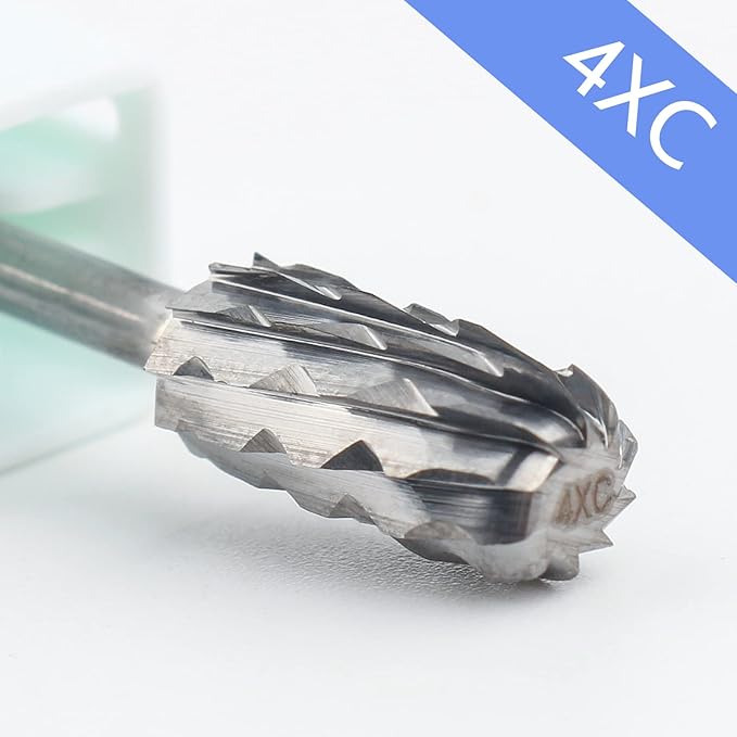 QUNZHAO Nail Drill Bits Dust Droof Bit Tungsten Steel Fast Remove Acrylic or Hard Gel 3/32" Shank - Manicure, Nail Art, Drill Machine Accessories (4X Extra coarse-4XC, Silver)