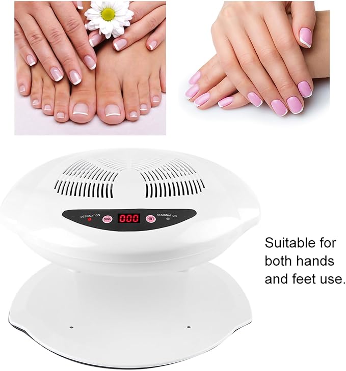 Air Nail Dryer, 2 in 1 400W Cool Warm Nail Air Blow Fan Nail Drying Machine Automatic Sensor Nail Polish Dryer Nail Art Manicure Tool for Salons or Home Use White
