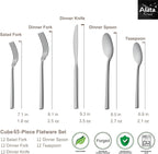 Alata Cube 65-Piece Forged Stainless Steel Flatware Set Cutlery Set - Image 4