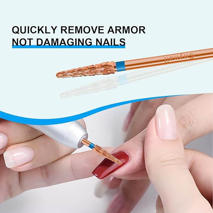 3/32" Small Cone Clean Medium Grit Carbide Cuticle Cleaner Bit for Electric Nail Drills – Professional Manicure Tool for Nail Salons and Home Use (M Grit. Rose Gold)