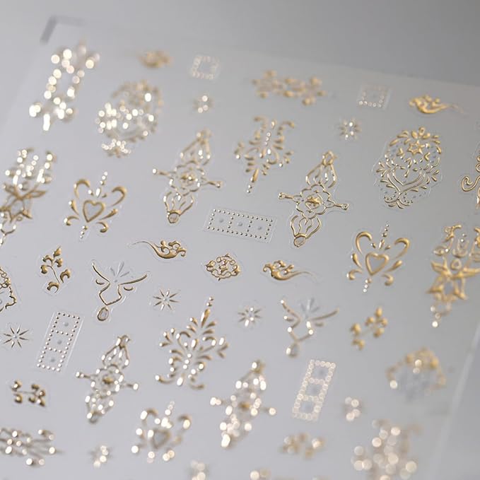 5D Embossed Totem Nail Stickers Gold Totem Nail Art Sticker Self Adhesive Nail Decals Vintage Nail Art Decals Nails Decoration Supplies for Women Girls DIY Manicure