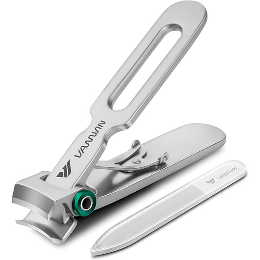 Nail Clippers for Thick Nails, 16mm Wide Jaw Opening Oversized Toenail Clippers Cutter with Sharp Curved Blade and Nail File, Heavy Duty Stainless Steel Fingernail Clippers for Seniors Elderly