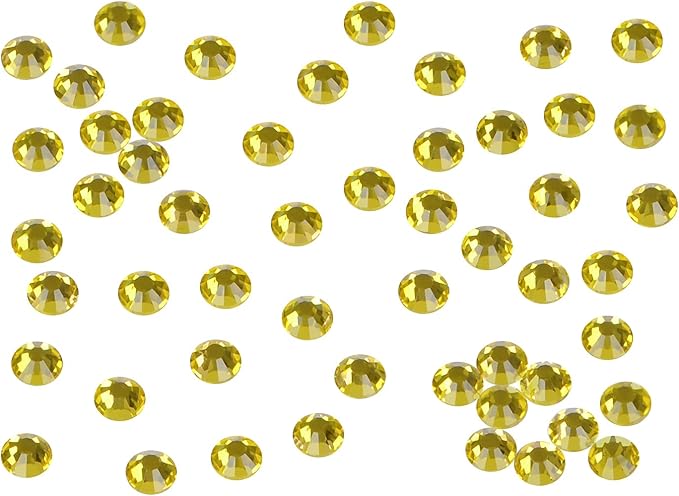 2880PCS Art Nail Rhinestones Non Hotfix Glue Fix Round Crystals Glass Flatback for DIY Jewelry Making with one Picking Pen (ss3 2880pcs, Citrine)