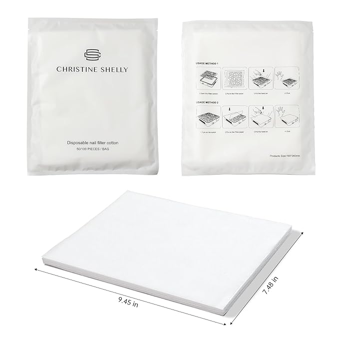 50PCS Nail Dust Collector Filter Cotton, PP Material Dust Collector Nail Tech Filter Cotton Pad Replacement Nail Vacuum Dust Vollector Filters Film Paper for Nail Supplies