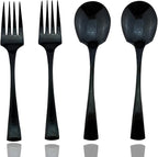 JASHII 18/10 Stainless Steel Mirror Polished Black 2 Pcs Spoon & 2 Pcs Fork by JASHII