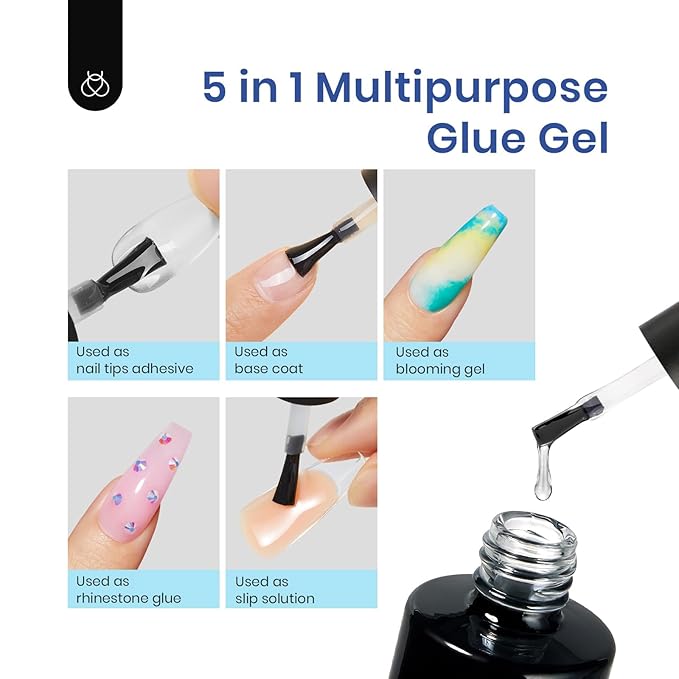 Beetles Soft Gel Nail Kit Medium Coffin Easy Nail Extension Set 5 In 1 Nail Glue Base Coat with Pre shaped Nail Tips and Led Nail Lamp Acrylic Nail Clipper Gifts for Women