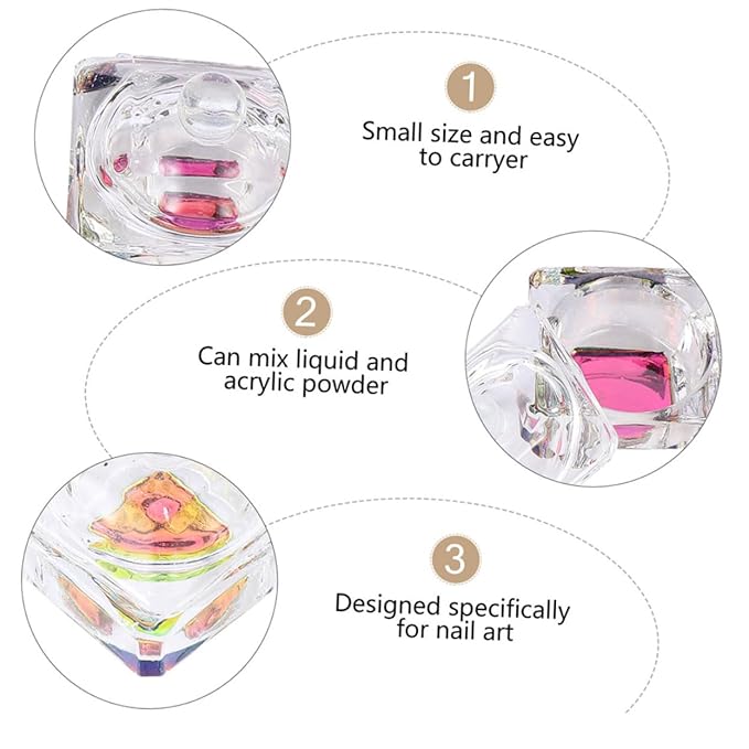 2pcs Nail Art Liquid Cup Crystal Nail Bowls Lid Manicure Soaking Bowl for Home Use