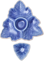 NOVICA Artisan Handmade Ceramic Appetizer Dishes Blue Leaf from Thailand Pair - Image 3