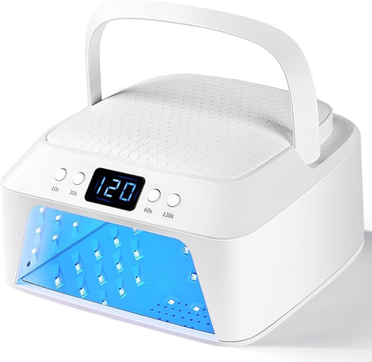 JODSONE U V LED Nail Lamp with Hand Pillow Large Space for Salon Portable Handle Front and Rear Dual Display Professional Nail Lamp Fast Drying Gel Nail Polish