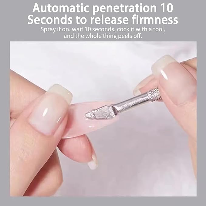 Spray Nail Glue Remover 60ml/2FL.OZ (2pcs)& Nail Scraper,Professional Nail Remover For Wear Nail Press On Nails, Easily & Quickly Remove Fake Nails Nail Tips, Doesn't Hurt Nails﻿