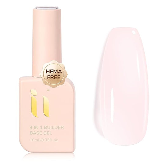 Nude Builder Base Gel, Hema Free Builder Base for Nail Repair, Strengthener, UV Curing Gel Nail Polish 10ml, Shaped Nails Thickening & Repair