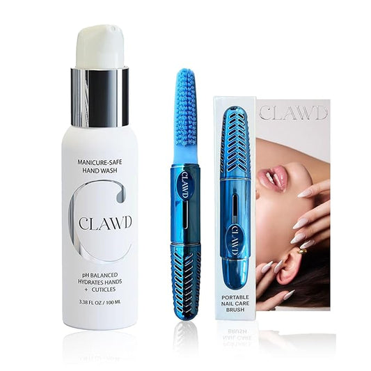 Blue Nail Brush for Cleaning Fingernails & Manicure-Safe Antibacterial Hand Wash – Portable Soft Bristle Nail Scrubber with Keychain with 100ml Moisturizing Hand Soap