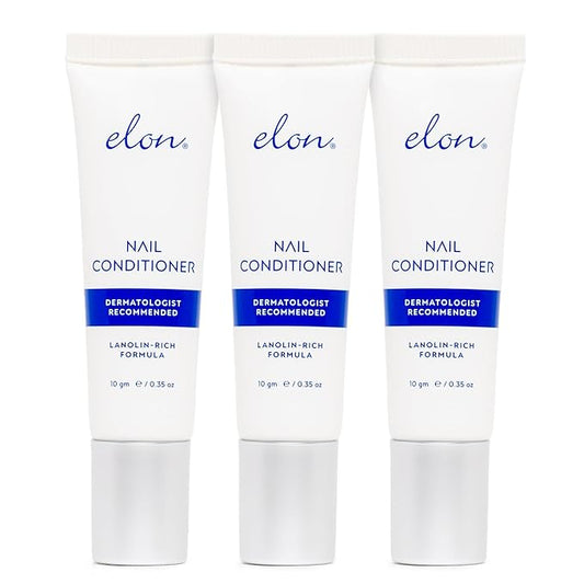 Elon Lanolin-Rich Nail Conditioner – Strengthens Nails, Protects Cuticles, Dermatologist-Recommended for Brittle & Damaged Nails (10g tube, 3 Pack)