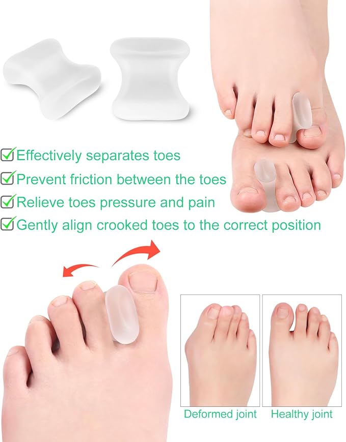 12 Pack Gel Toe Separators Silicone Toe Spacers for Women Men Bunion Corrector Toe Pain Relief, Toe Alignment, Soft Toe Spacer for Crooked Toes, Overlapping Toes, Hammertoe Correction (Large)