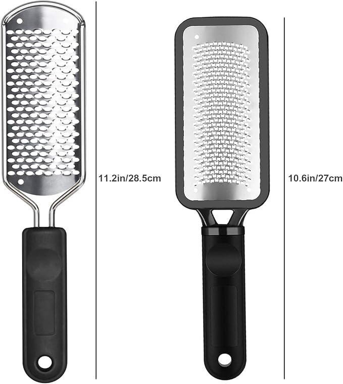 Pedicure Foot File - 2Pcs Stainless Steel Colossal Foot Rasp, Dead Skin Remover for Feet, Professional Pedicure Tools Washable and Reusable