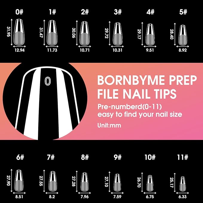 Medium Coffin Soft Gel Nail Tips, BORNBYME 216 PCS Pre Buff Full Cover Shaped Nail Extenison Tips Half Matte Gel X Nail Tips