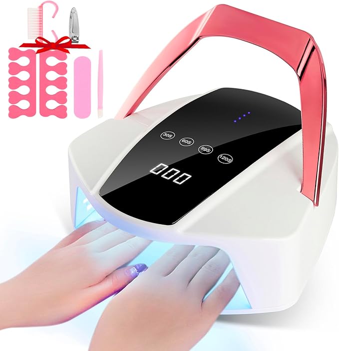 UV LED Nail Lamp Cordless Rechargeable UV Light for Gel Nails Polish,96W Portable Nail Dryer Light,Fast Curing Gel x Polish Lamp with 48 Beads,Auto Sensor,4 Timers,Touch Screen,Nail Art Drying Tools