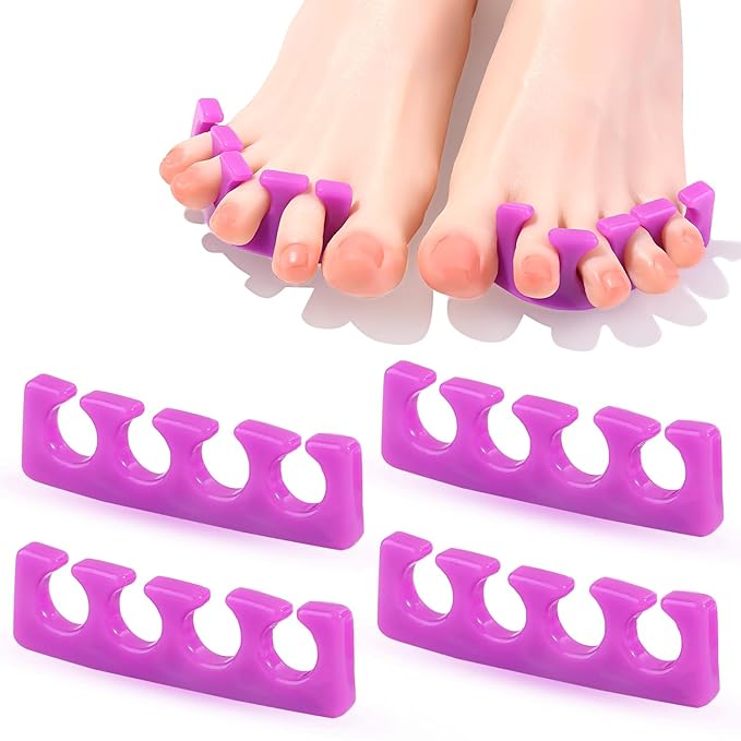 Toe Separators for Women, 2 Pairs Soft Silicone Pedicure Toe Separators Toe Dividers for Nail Polish Washable Spacers Manicure Tools Salon Supplies separadores de dedos de los pies