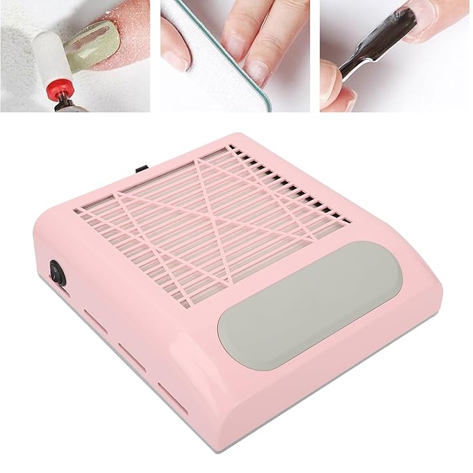Nail Dust Collector with Reusable Filters, Professional 80W Strong Suction Power Nail Extractor Vacuum, Low Noise Acrylic Nail Dust Cleaner for Home Salon Use, Christmas Gift