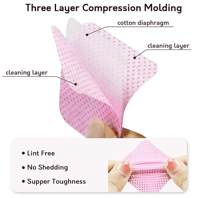Pink Lint Free Nail Wipes with Storage Case- 1080PCS Super Absorbent Nail Polish Remover Pads- Disposable Lint Free Wipes for Nail Polish Removal, lash Extensions Application, Nail Care