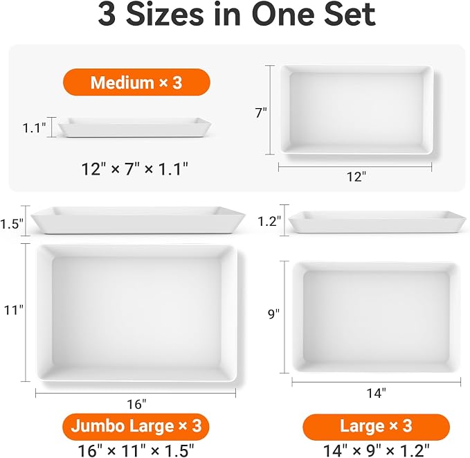 9-Pack Serving Tray in 3 Sizes, Serving Platter, Trays - Image 2