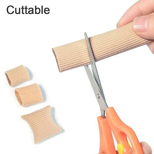 Cuttable Toe Tubes Sleeves 5 Pack Large Size, Made of Elastic Fabric Lined with Silicone Gel. Toes Sleeve Protectors Relief Toe Pressure Pain, Corn and Calluses Remover
