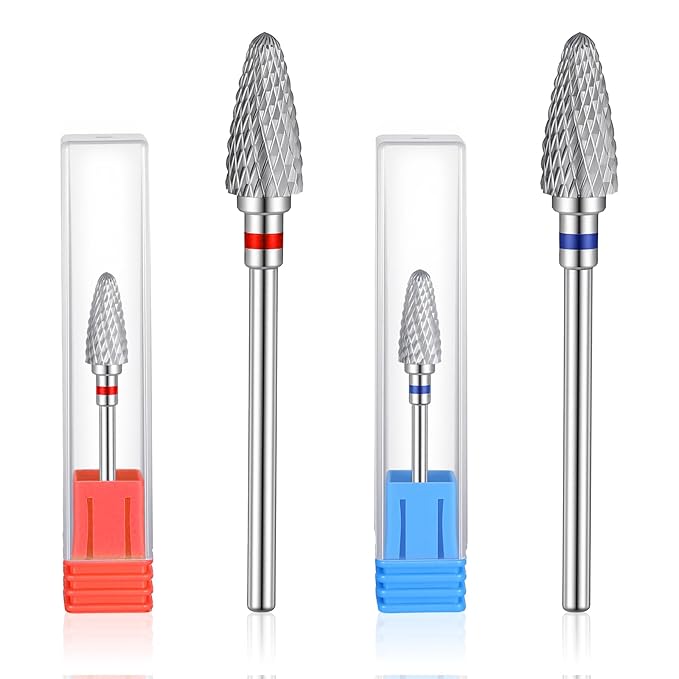 2 Pcs Nail Drill Bits 3/32" 5 in 1 Safety Drill Bits with Case Carbide Nail Drills Bit Fast Remove Cuticle for Manicurist Nails Gel Polishing for Manicurist Nails Salon
