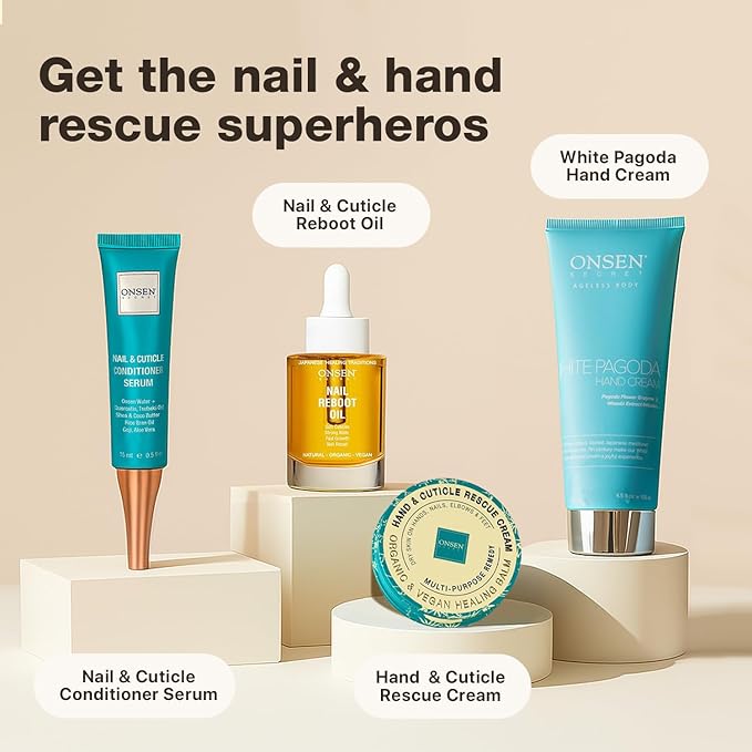 Onsen Secret Nail & Cuticle Repair Oil (2x30ml) - Dry Oil Formula - Japanese Tsubaki, Tea Tree & Jojoba - Strengthens Nails, Repairs Cuticles, Hydrates Skin & Hair - Natural & Vegan