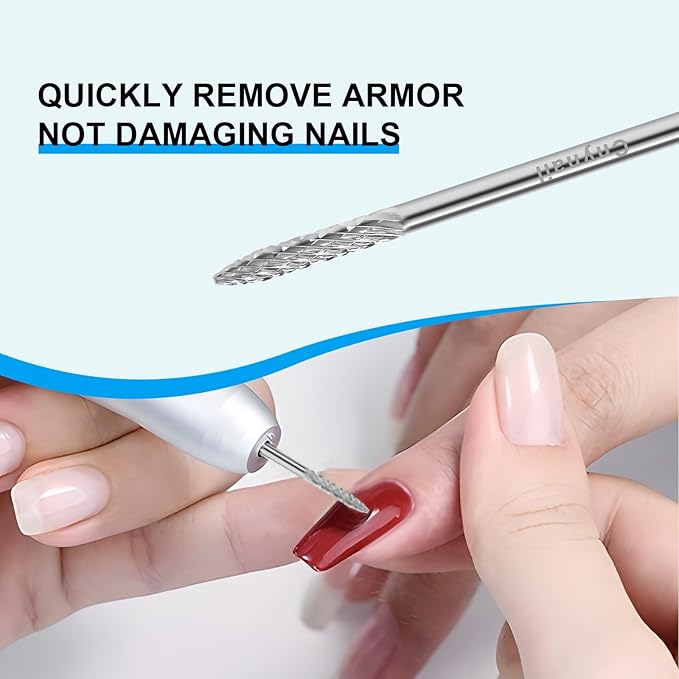 3/32" Under Nail Cleaner Bit Medium Grit Carbide Cuticle Cleaner Bit for Electric Nail Drills – Professional Manicure Tool for Nail Salons and Home Use (M Grit. Silver)