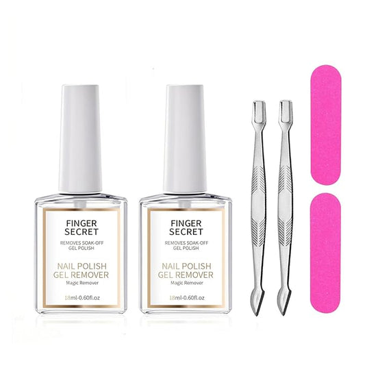 18ml Magic Remover Gel Polish - Quick Soak-Off Nail Polish Remover for Gel & Regular Polish, Easy Gel Nail Polish Remover for At-Home & Salon Use (1SET, 18ML*2)