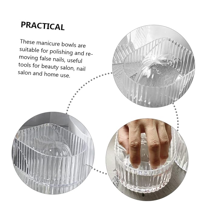 FRCOLOR Glass Nail Soaking Bowl Set 3Pcs for Manicure Nail Polish Remover and Gel Soak off Hand Soaker Bowls for Salon and Home Use 5.78X4.33X7.38 Inches