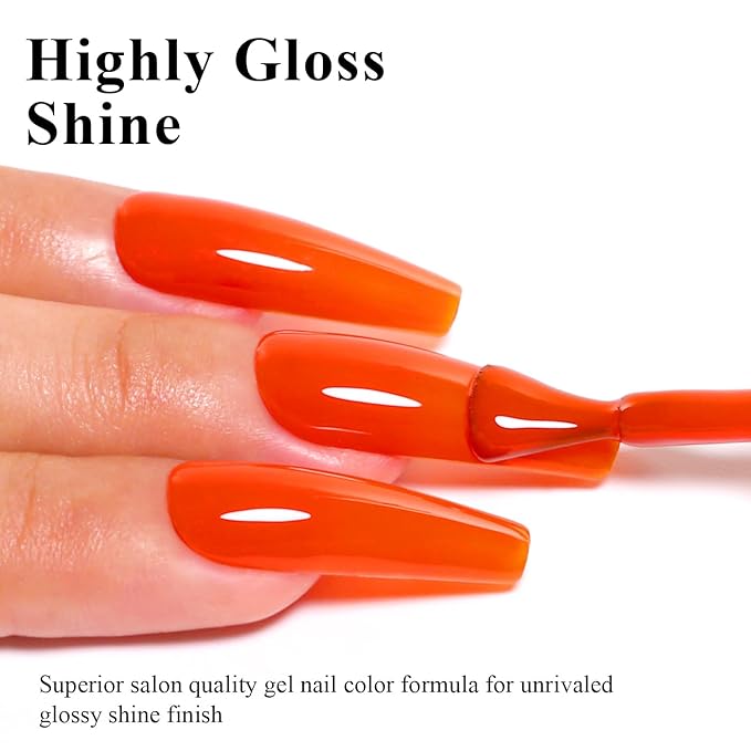 Imtiti Orange Gel Nail Polish, 15ML Bright Orange Polish, Autumn Winter Poland, Soak Off LED UV Poland, DIY Nail Art Kit