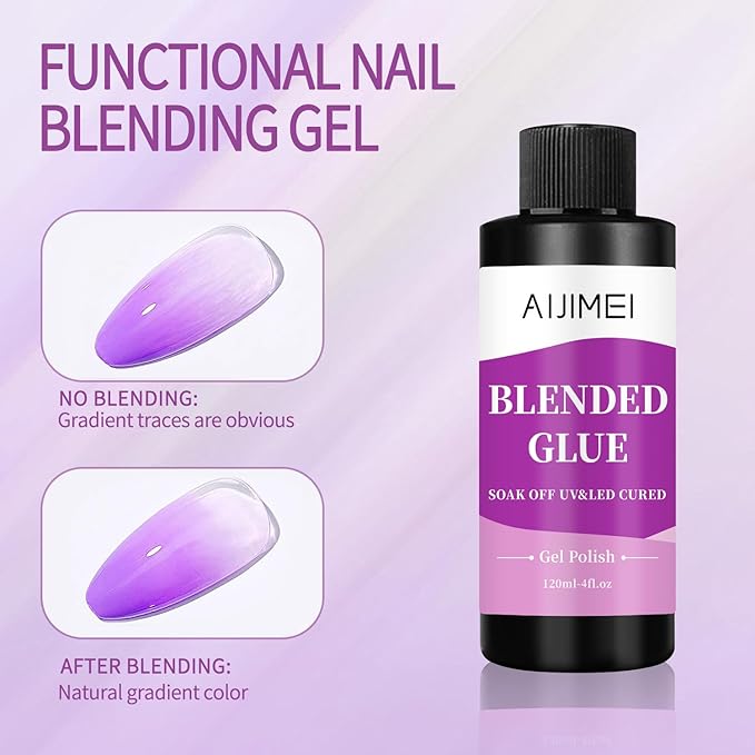 AIJIMEI 4fl.oz Clear Nail Blending Glue, Nail Polish Thinner Glue for Blending, diluting, Mixing Glitter Powder Mixer Gel Polish Dilution Color Sequins MixingGlue 120ml for Nail Designer