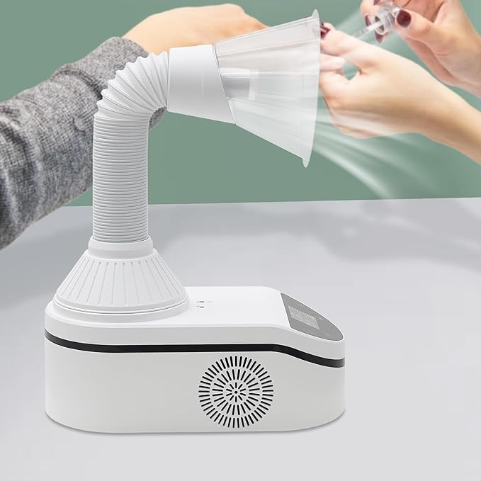 Nail Dust Collecting Machine, Adjustable Speed Nail Dust Collector with Reusable Filter, Tabletop Nail Dust Cleaning Machine for Acrylic Gel Nails Polishing, Nail Salon